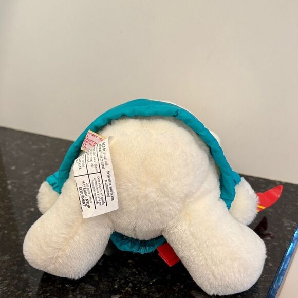 Cozy Skiing Bear Plush Toy - White and Teal - Picture 7 of 9